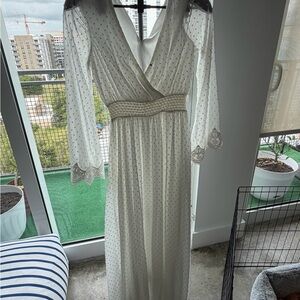 Lulu's White Long Sleeve Polka Dot Dress